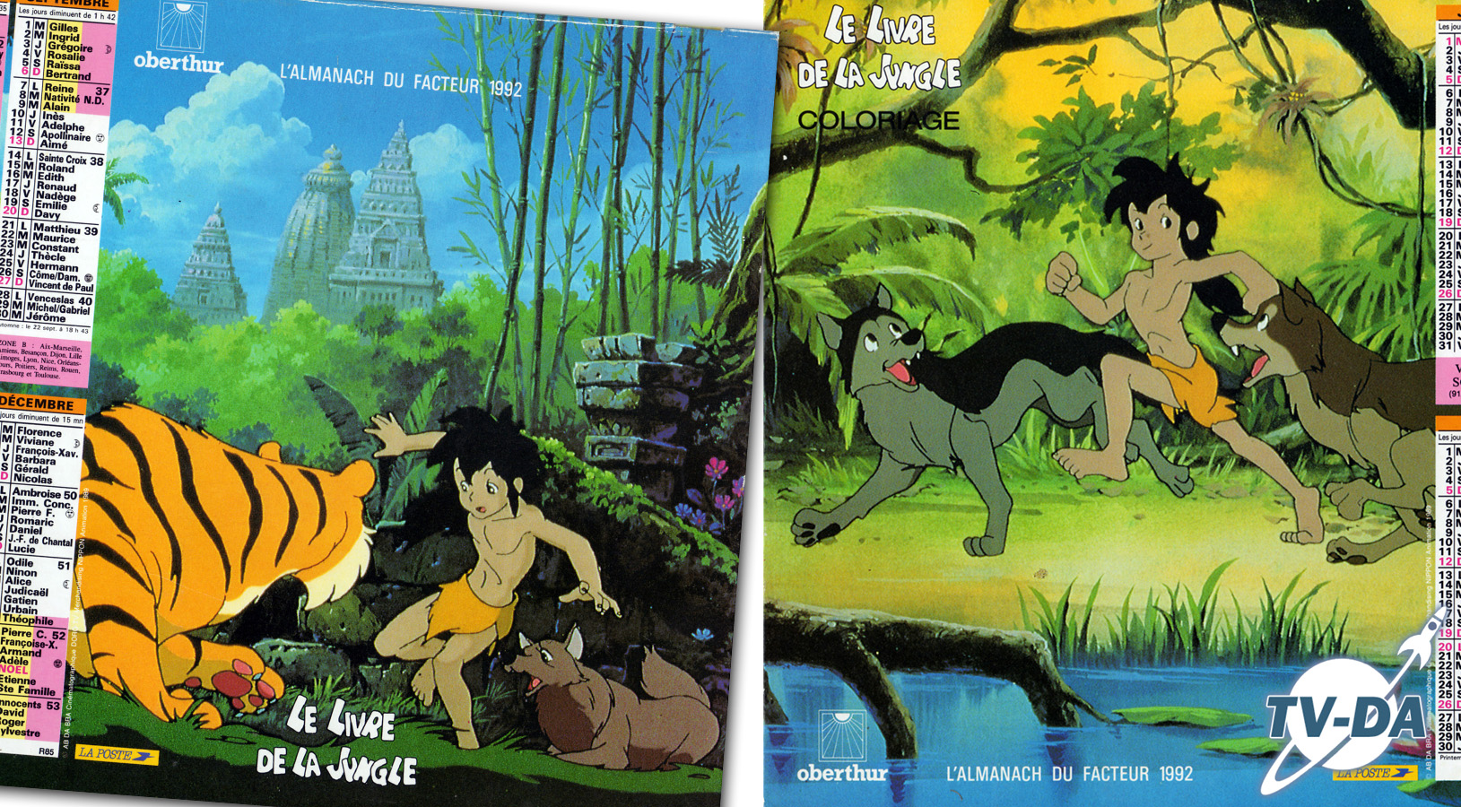 almanach calendrier ptt mowgli le livre de la jungle